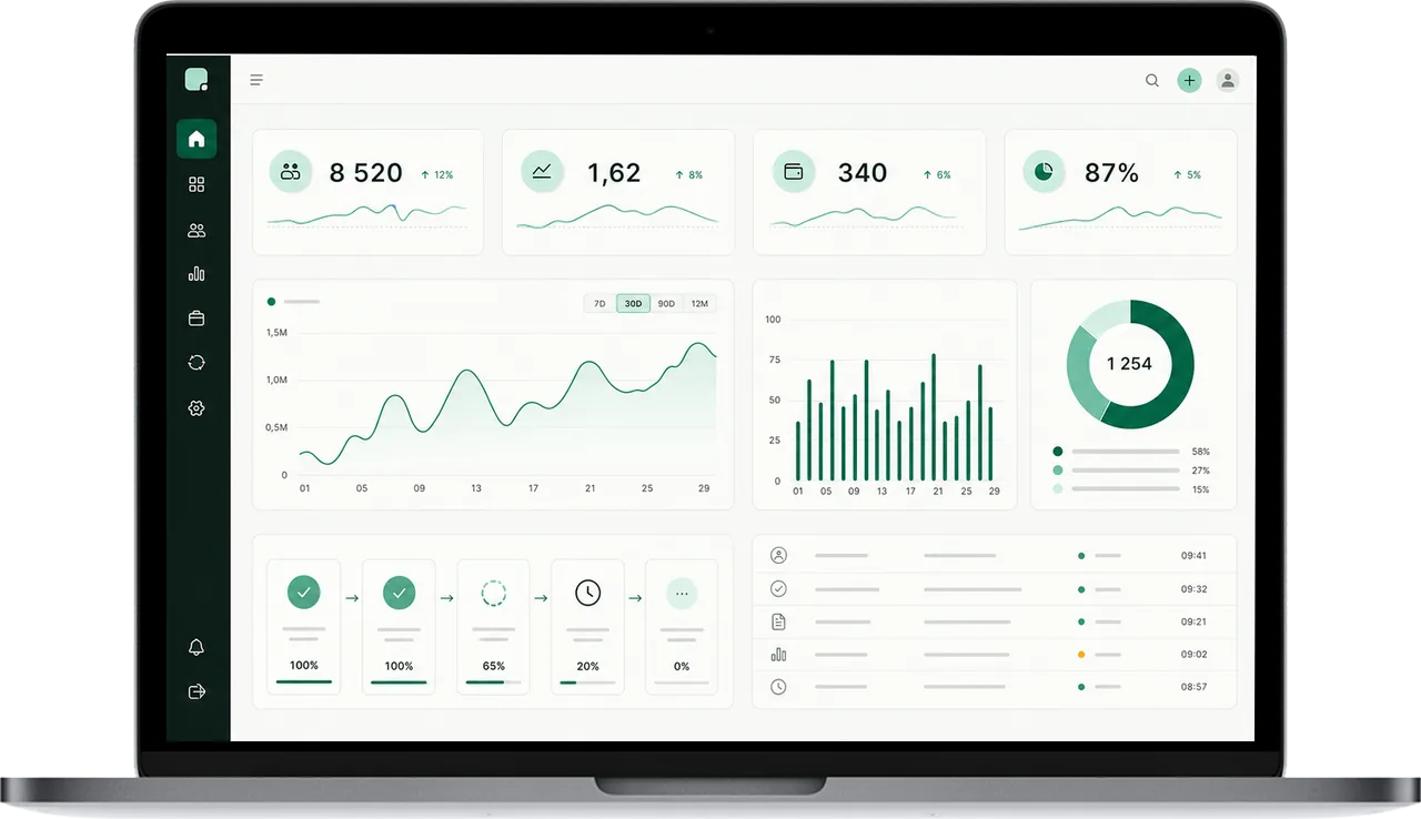 Notebook s obecným manažerským dashboardem Restime